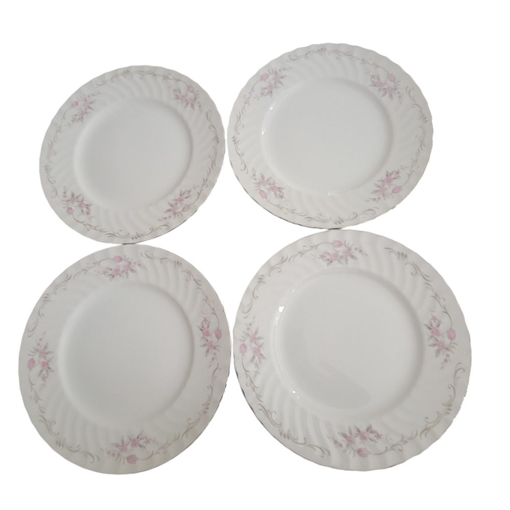 Gold Standard Salad Plate Set of 4 White Pink Floral MCM Vintage Porcelain Japan